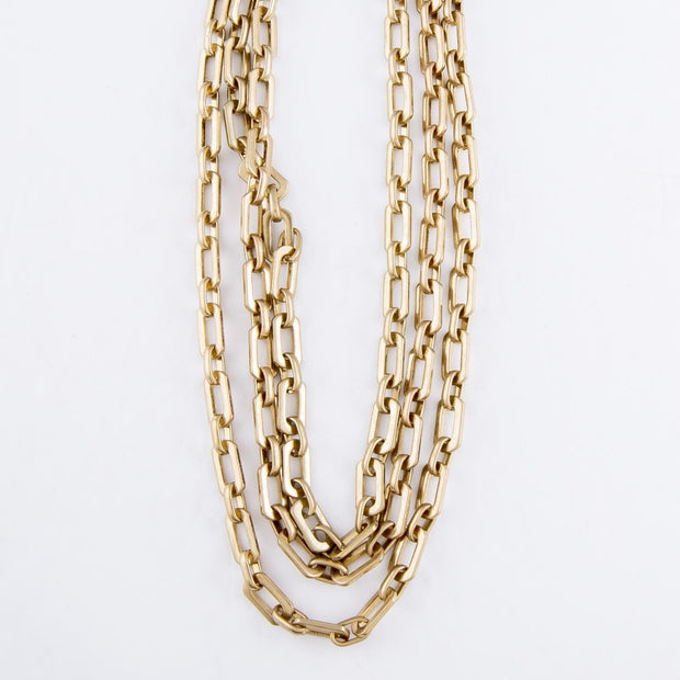 Kelly 3-Row Layered Chain Necklace in Worn Gold