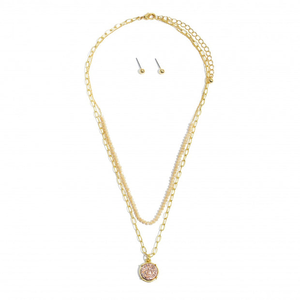 Alana Crystal And Druzy Layered Necklace Set