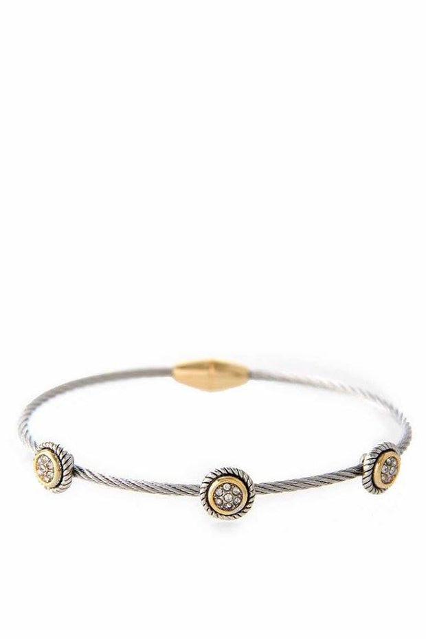 Twisted Cable Magnetic Bracelet with Cubic Zirconia Stations