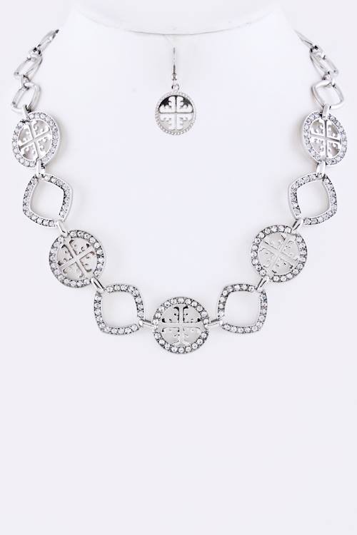 Designer Inspired Crystal Cross Station Necklace