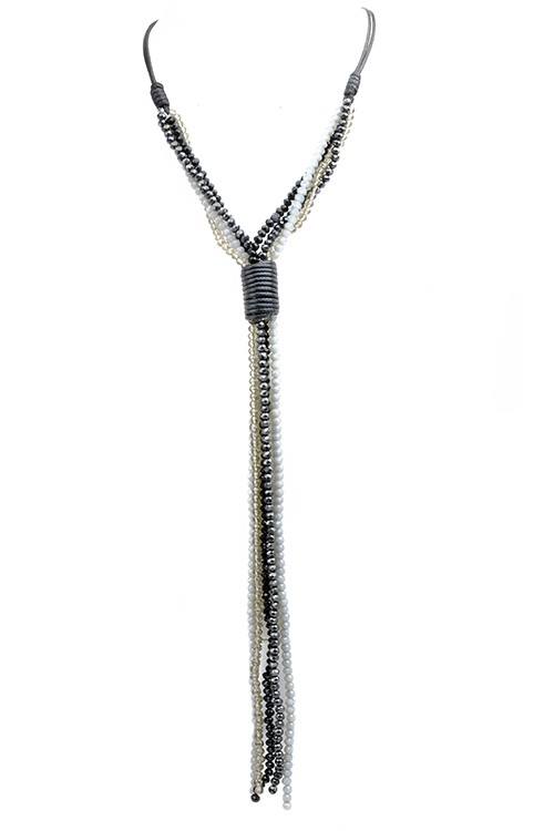Crystal Beaded Y Shaped Necklace