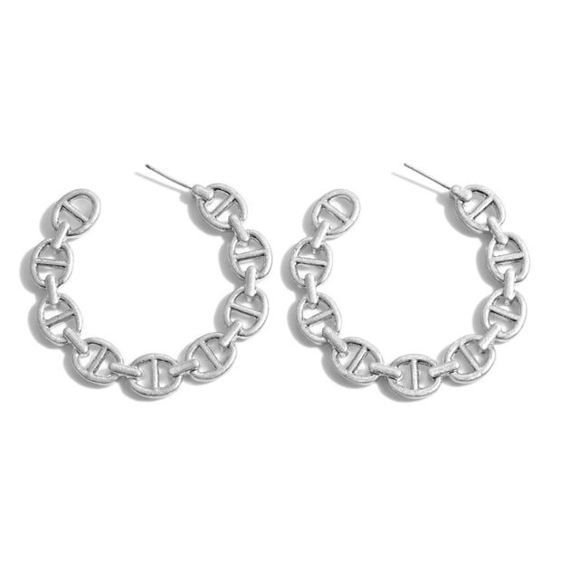 Claire Flat Chain Link Hoop Earrings