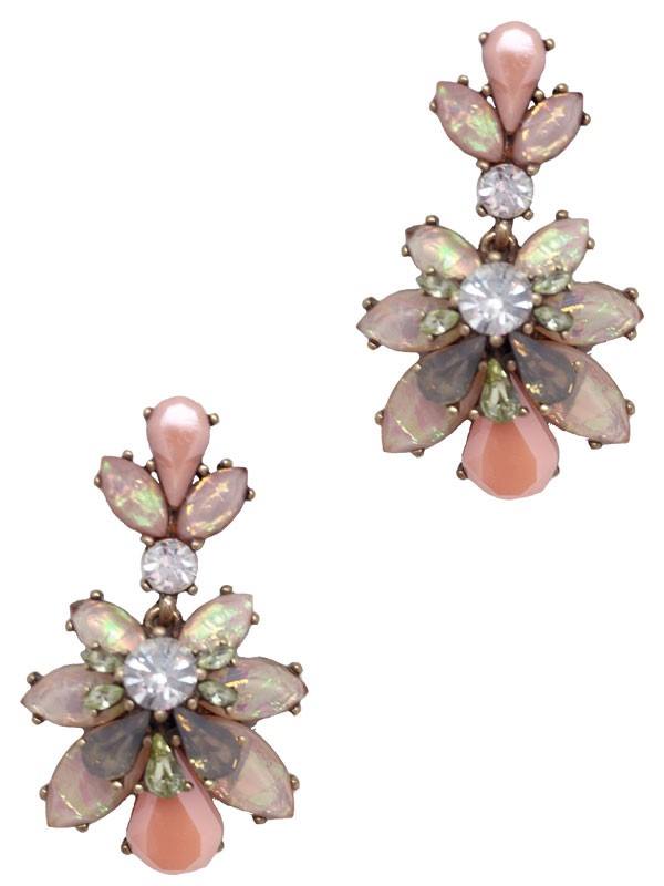 FLOWER CLUSTER CRYSTAL JEWELED EARRING