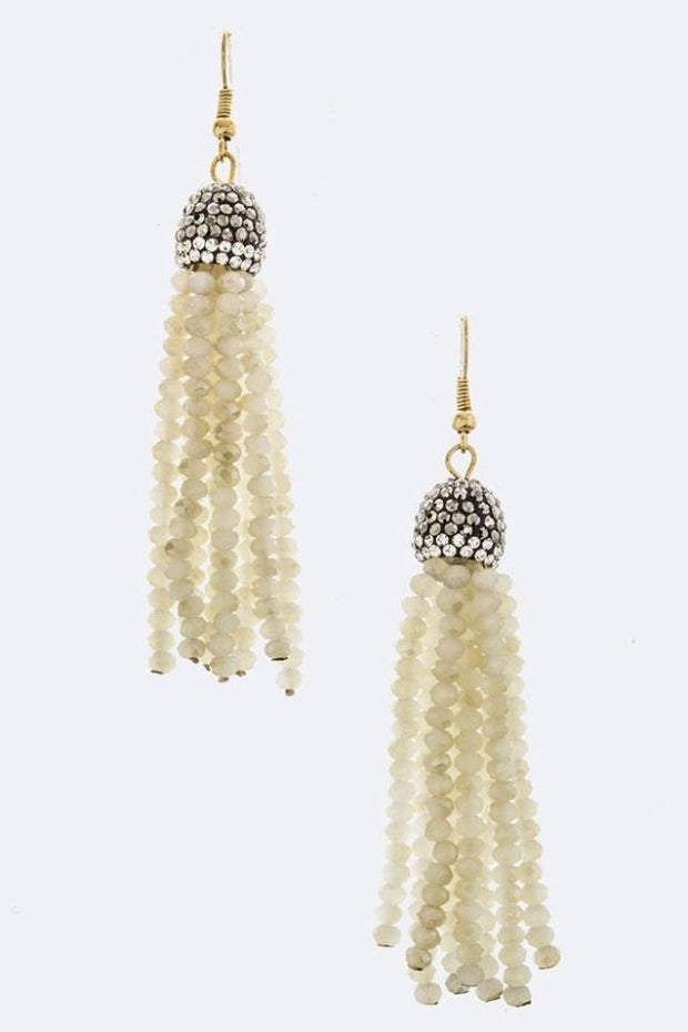 Crystal & Bead Tassel Earrings