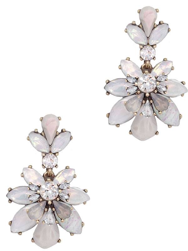 FLOWER CLUSTER CRYSTAL JEWELED EARRING