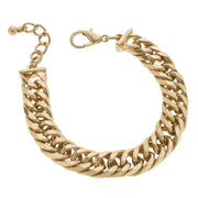 Stella Chunky Curb Chain Link Bracelet in Worn Gold