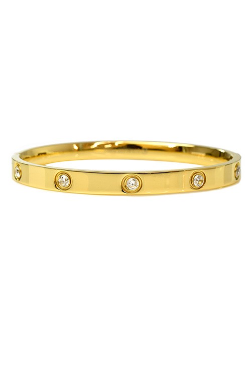 Designer Inspired Gold Plated Bracelet with Cubic Zirconia Stations