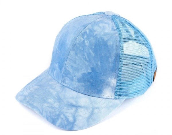 Tie-Dye Ponytail Hat (Light Blue)