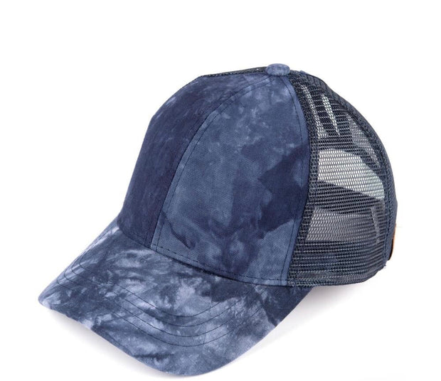 Tie-Dye Ponytail Hat (Blue)