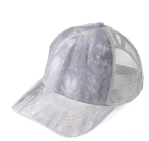 Tie-Dye Ponytail Hat (Grey)