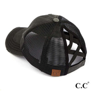 Distressed Criss Cross Pony Baseball Hat