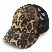 Leopard Criss Cross Ponytail Hat