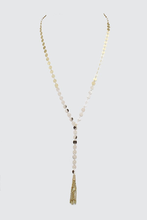 Disc Chain With Tassel Y Shape Necklace