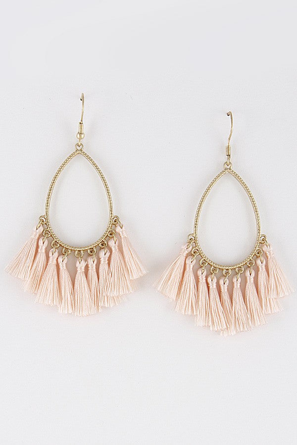 Teardrop With Fabric Tassel Earrings