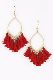 Teardrop With Fabric Tassel Earrings