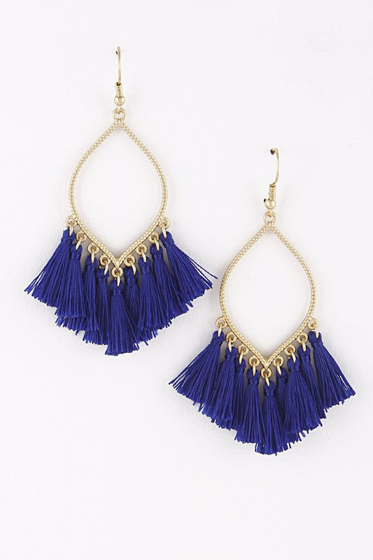Teardrop With Fabric Tassel Earrings