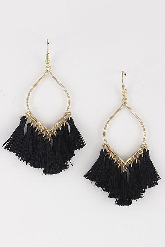Teardrop With Fabric Tassel Earrings
