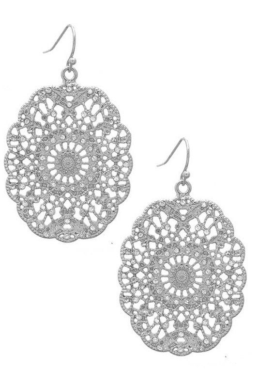 Filigree Oval Ornate Floral Earrings