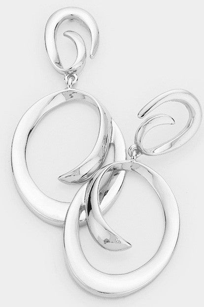 Double Swirl Metal Dangle Earrings