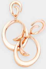 Double Swirl Metal Dangle Earrings