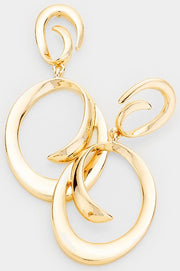 Double Swirl Metal Dangle Earrings