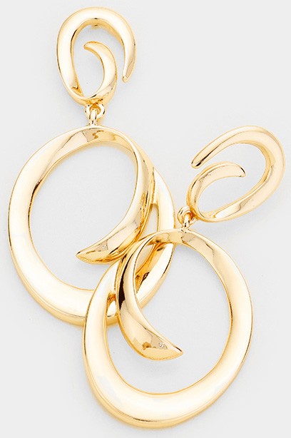 Double Swirl Metal Dangle Earrings