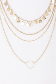 Layered Disc & Circle Charm Necklace
