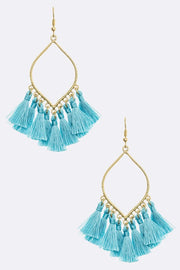 Teardrop With Fabric Tassel Earrings
