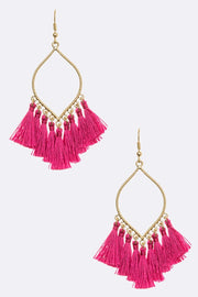 Teardrop With Fabric Tassel Earrings