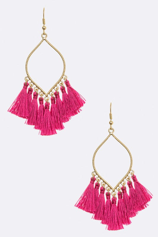 Teardrop With Fabric Tassel Earrings