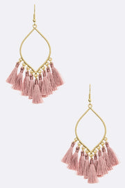 Teardrop With Fabric Tassel Earrings