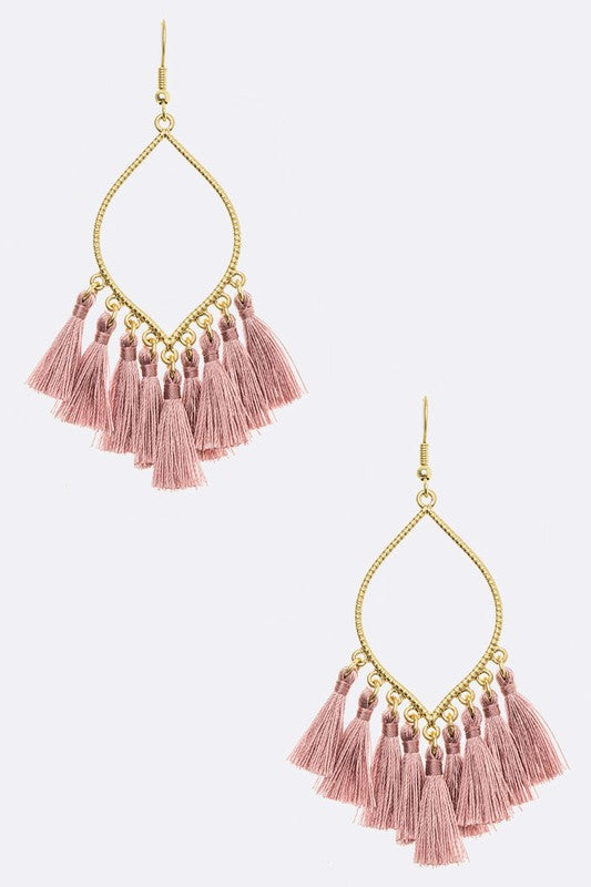 Teardrop With Fabric Tassel Earrings