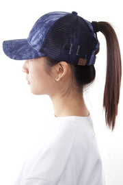 Tie-Dye Ponytail Hat (Blue)