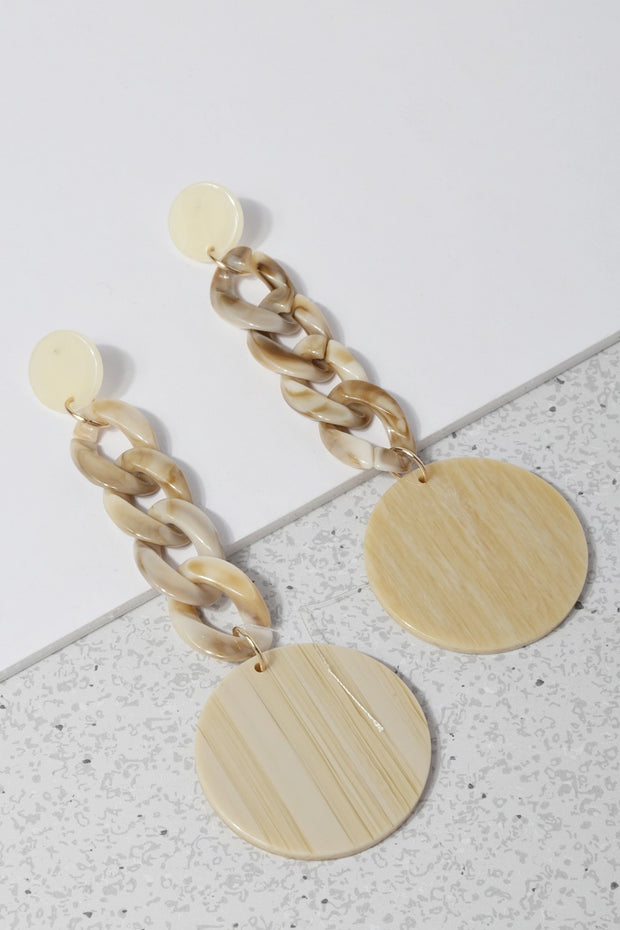 Acetate Chain Link With Disc Drop Earrings