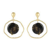 Circle In Circle Stone With Hoop Outline Dangle Earring