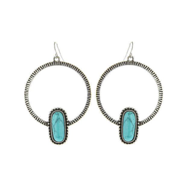 Hoop Earring With Oval Stone