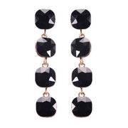 Prism Square Stone Earrings - Black