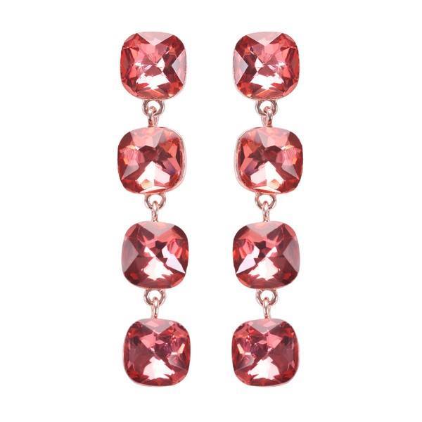 Prism Square Stone Earrings - Pink