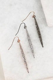 Rhinestone Accented Long Spear Hook Earrings
