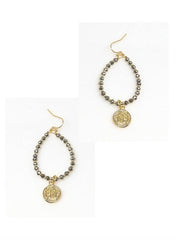 Pearshape Glass Stones Coin Drop Earring