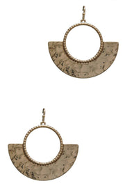 Round Two-Tone Hammered Plate Earrings