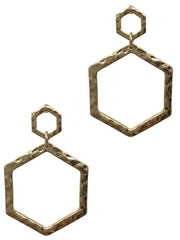 Large 2 Hexagon Dangle Earrings