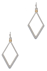 Two-tone Wire Wrapped Diamond Dangle Earrings