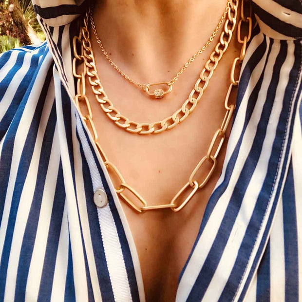 Hera Layered Chain Necklace in Matte Gold