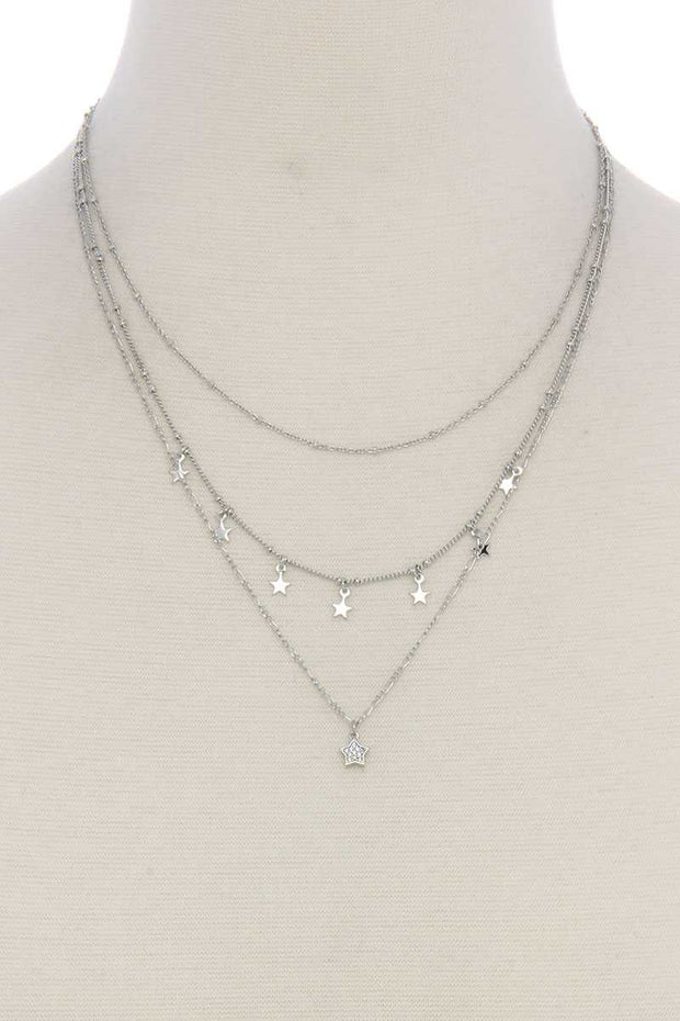 3 Layer Star Charm Necklace