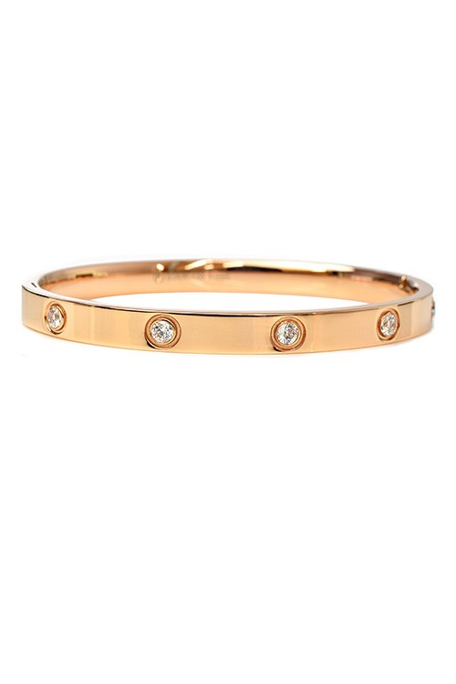 Designer Inspired Gold Plated Bracelet with Cubic Zirconia Stations