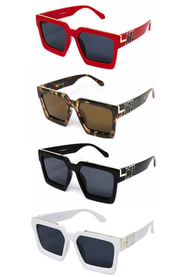 Metal Trimmed Square Sunglasses