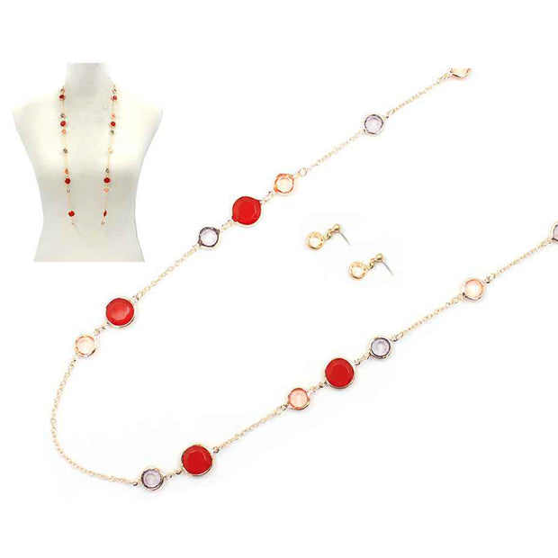 Round Glass Bead Long Necklace