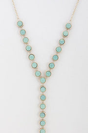 Circle Rhinestone Y-Shape Lariat Tassel Necklace