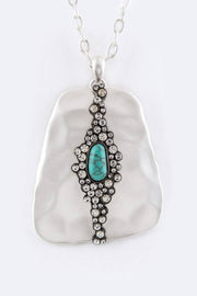 Crystal Turquoise Pave Plate Necklace